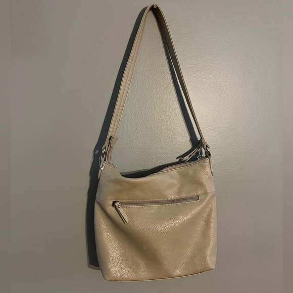 Stone & Co. Shoulder Purse genuine pebbled leather Tan & snakeskin Handbag - Picture 4 of 12